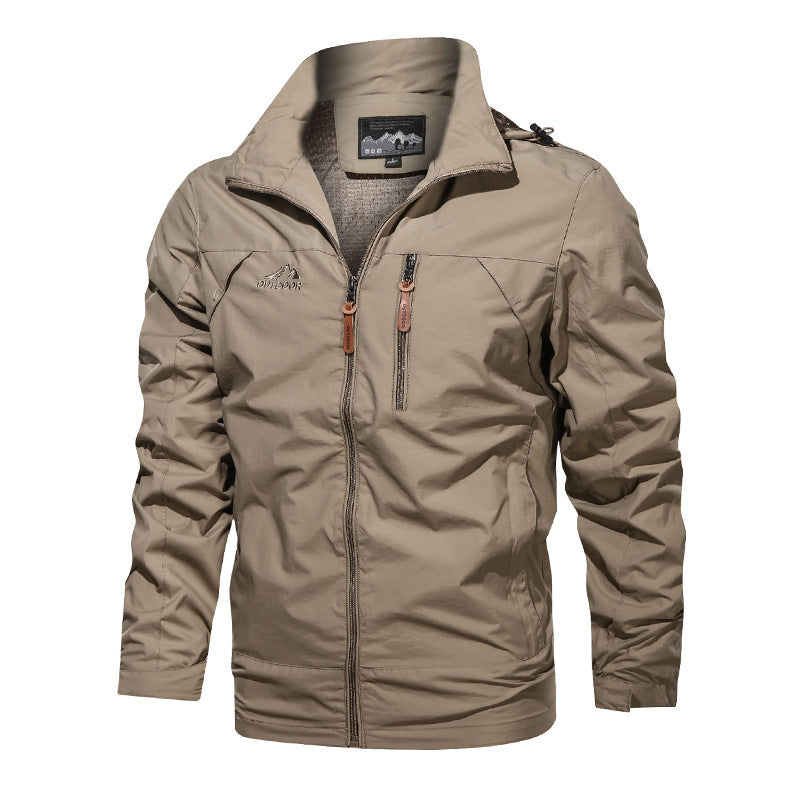 Herren leichte wasserabweisende Nylon-Bomberjacke mit Stehkragen und Reißverschlusstaschen Nord Taschen