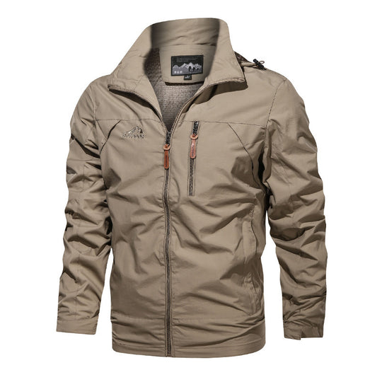 Herren leichte wasserabweisende Nylon-Bomberjacke mit Stehkragen und Reißverschlusstaschen Nord Taschen