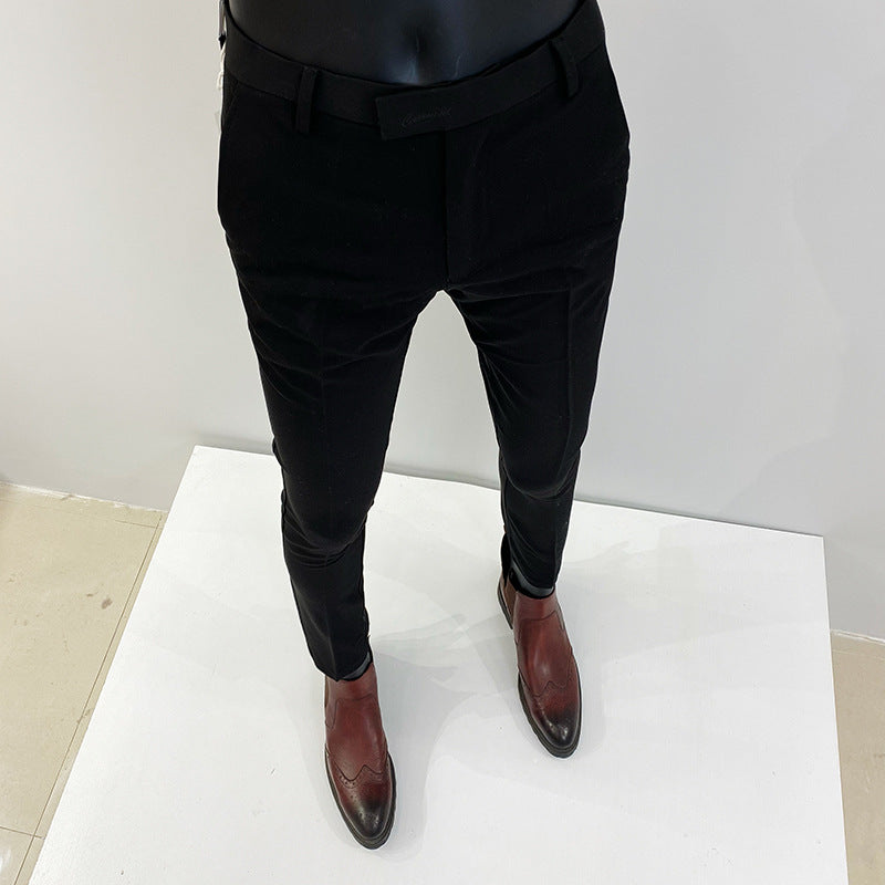 Herren schlanke elegante Anzughose mit Stretchbund, Bügelfalte und schmal zulaufendem Bein Nord Taschen