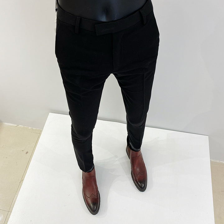 Herren schlanke elegante Anzughose mit Stretchbund, Bügelfalte und schmal zulaufendem Bein Nord Taschen