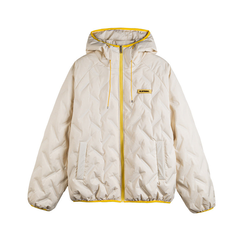 Unisex Wattierte Kapuzenjacke im Boxy-Schnitt mit kontrastkanten und elastischem Saum Nord Taschen
