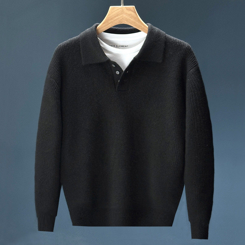 Herren Feinstrick-Polopullover mit halber Knopfleiste und legerer Oversize-Passform Nord Taschen