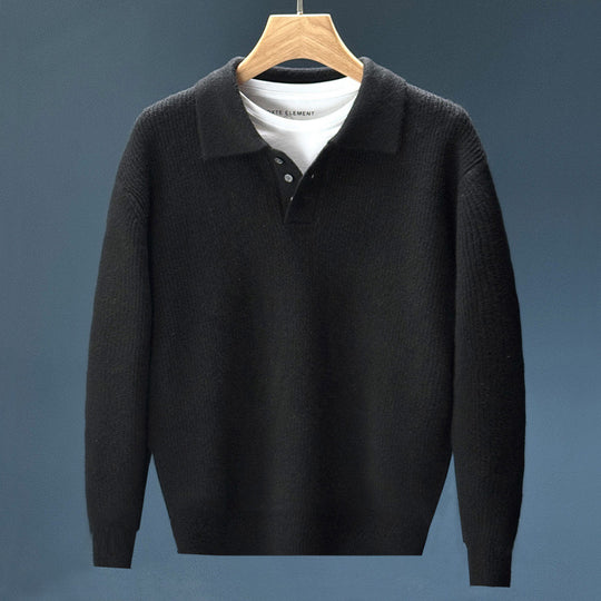 Herren Feinstrick-Polopullover mit halber Knopfleiste und legerer Oversize-Passform Nord Taschen
