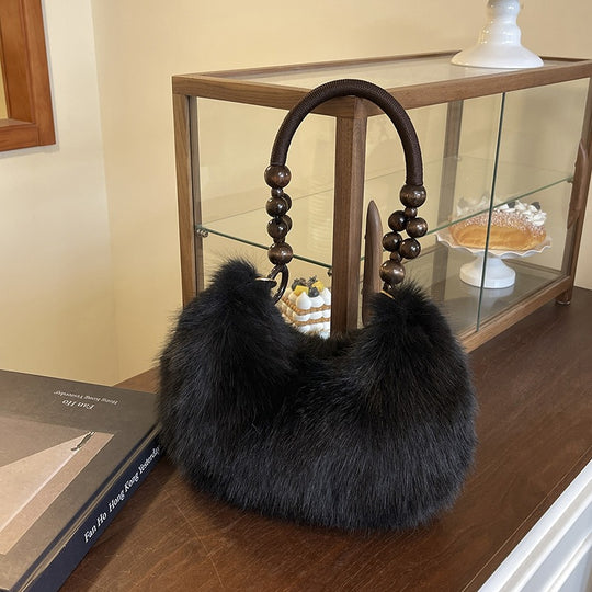 Damen modische Taschenhandtasche mit luxuriösem Pelzbesatz Nord Taschen