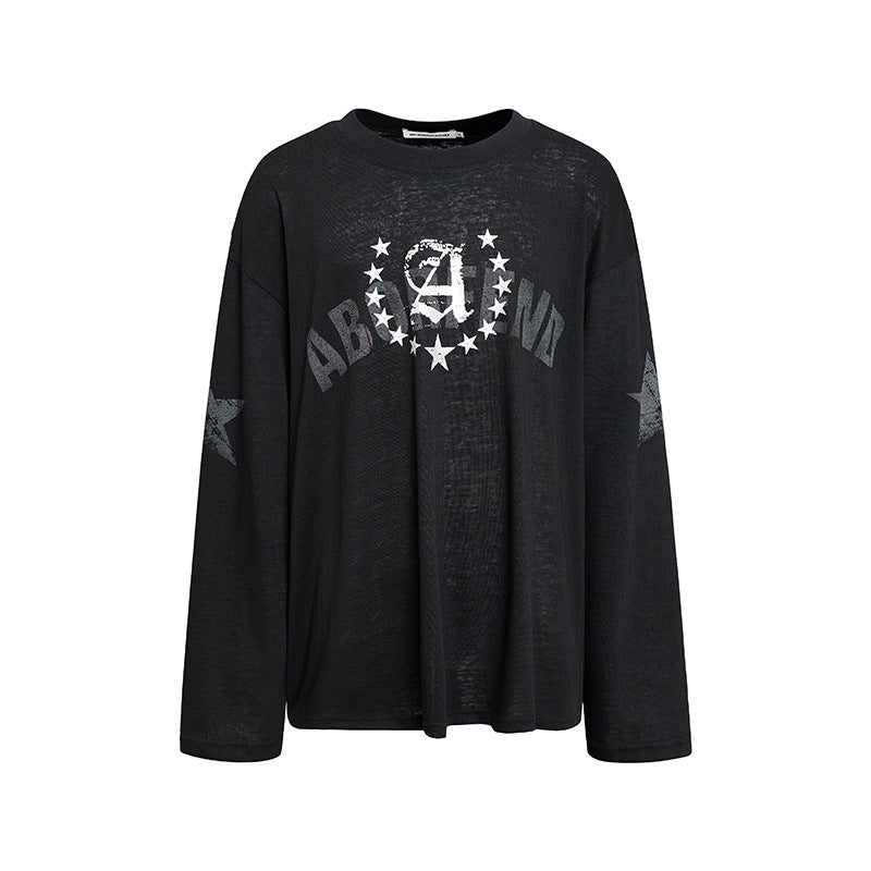 Damen Oversize-Longsleeve aus Baumwolljersey mit Glitter-Sternenprint und Rundhalsausschnitt Nord Taschen