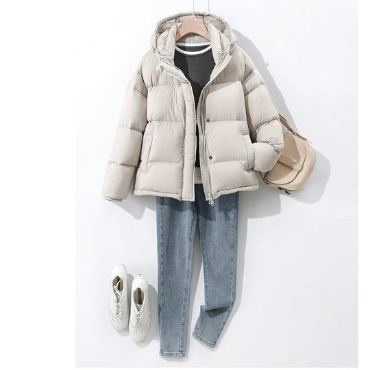 Damen Stilvolle Daunenjacke mit Kapuze Nord Taschen