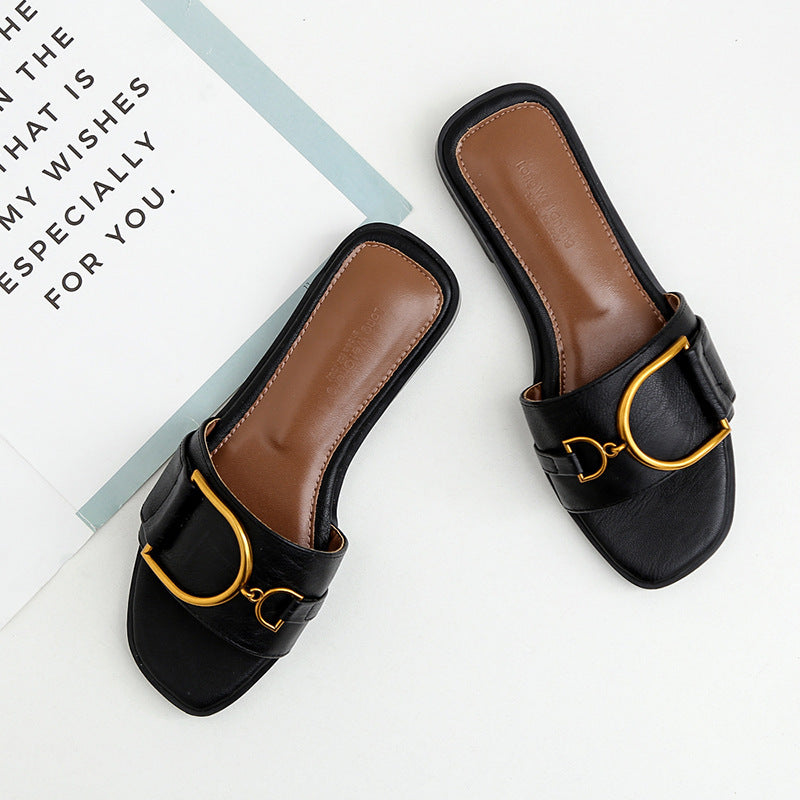 Damen Elegante Slides mit luxuriösem goldenen Akzent und bequemem Fußbett Nord Taschen