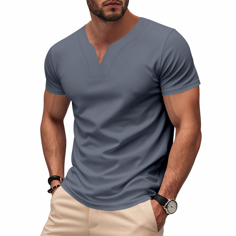 Herren kurzärmliges T-Shirt mit V-Ausschnitt und atmungsaktivem Stoff