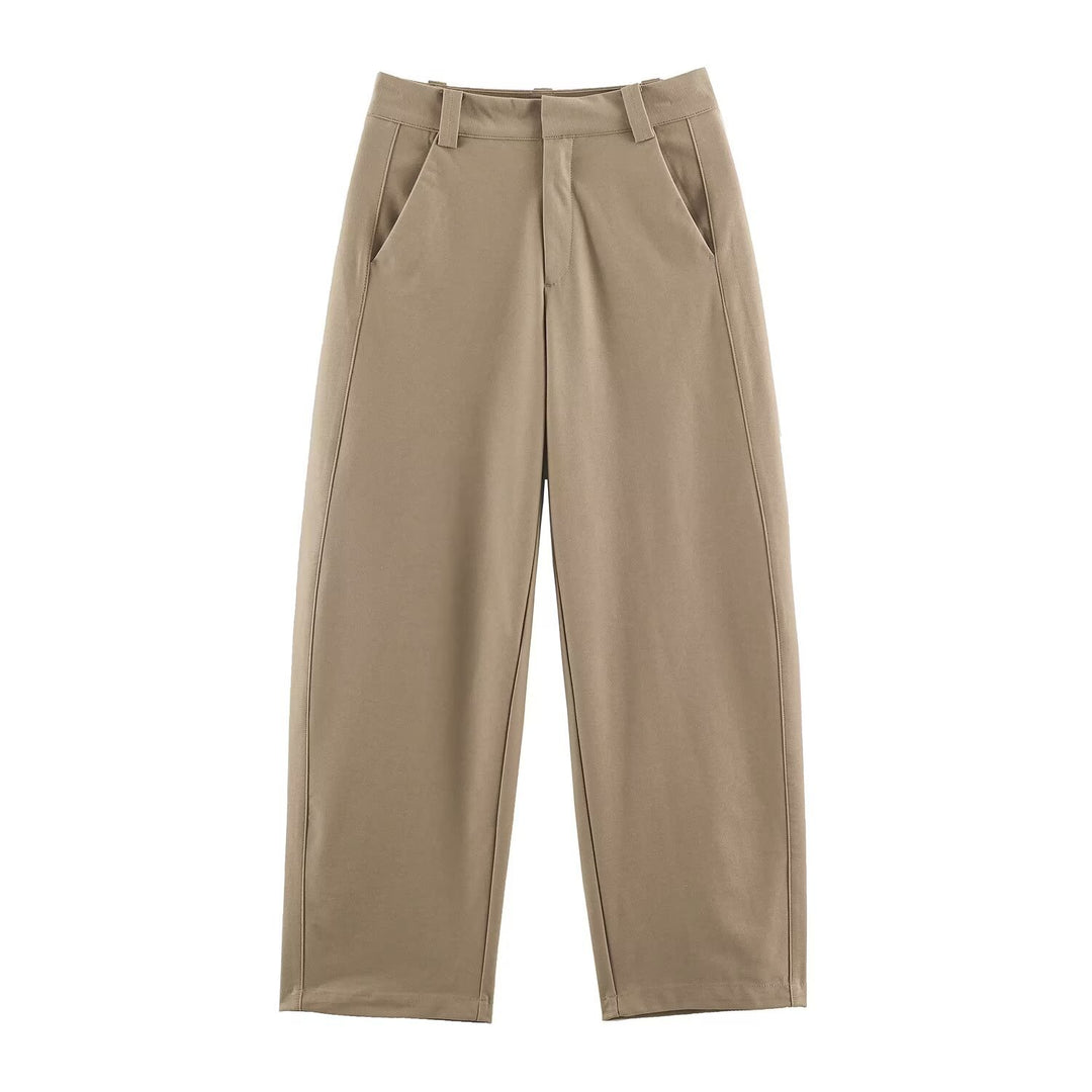Damen Hochtaillierte weite Cropped‑Hose mit Bügelfalte und Eingrifftaschen Nord Taschen