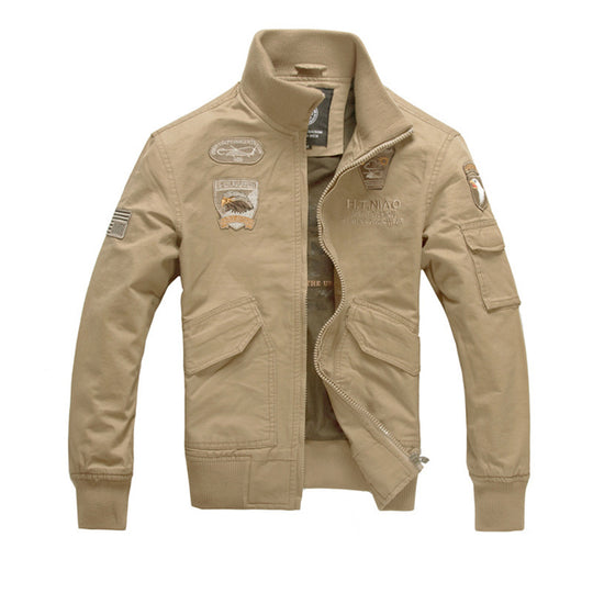 Herren  Field‑Bomberjacke im Pilotenstil mit gestickten Emblemen, Rippenkragen und multifunktionaler Ärmeltasche Nord Taschen