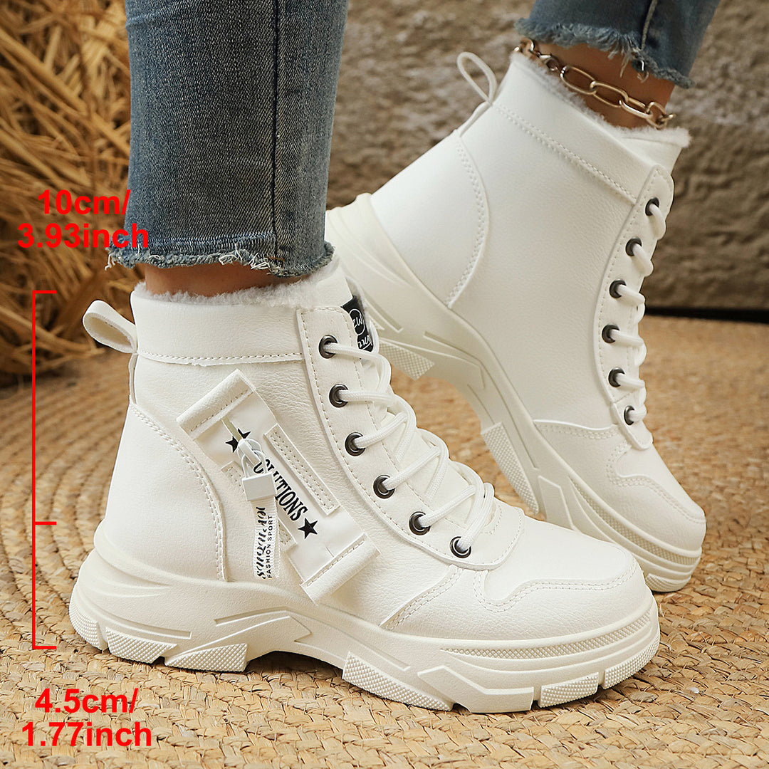 Damen Gefütterte Schnür-Stiefelette mit dicker Profilsohle und Seitenreißverschluss Nord Taschen