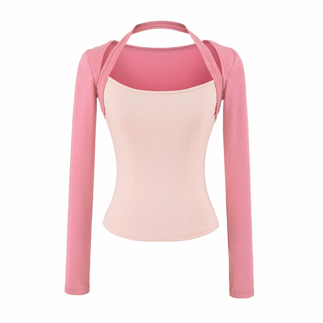 Damen Figurbetontes Layering-Top mit integriertem Bolero-Ärmel und Neckholder-Detail Nord Taschen