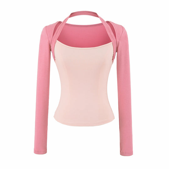 Damen Figurbetontes Layering-Top mit integriertem Bolero-Ärmel und Neckholder-Detail Nord Taschen