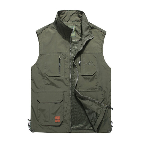 Herren multifunktionale Outdoor‑Utility‑Weste mit Reißverschluss, Mehrfachtaschen und atmungsaktivem Meshfutter Nord Taschen