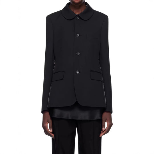 Damen Blazerjacke mit rundem Bubikragen, seitlichen Metallreißverschlüssen und Pattentaschen Nord Taschen