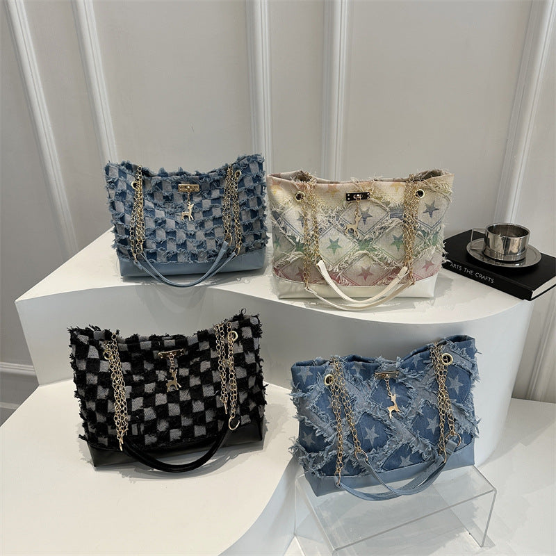 Damen modische Handtasche mit fransigem Sternenmuster Nord Taschen