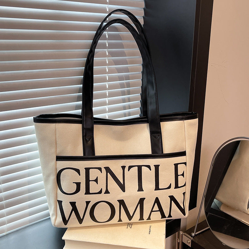 Damen Jute-Tragetasche mit stilvollem Schriftzug Nord Taschen