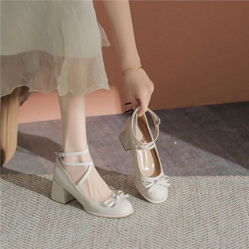 Damen elegante Ballerina-Pumps mit verstellbarem Fesselriemen und Schnürung