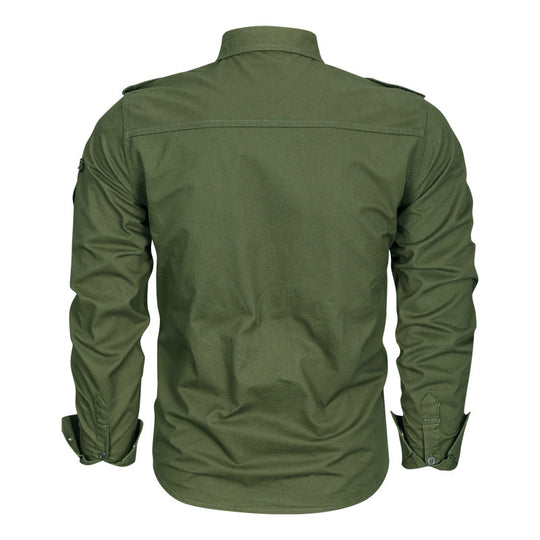Herren Military-Hemd mit Schulterpatten, aufgesetzten Brusttaschen und Badge-Applikationen Nord Taschen