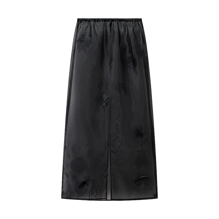 Damen Transparenter Organza-Unterrock mit elastischem Bund und 3D‑Blütenapplikation Nord Taschen
