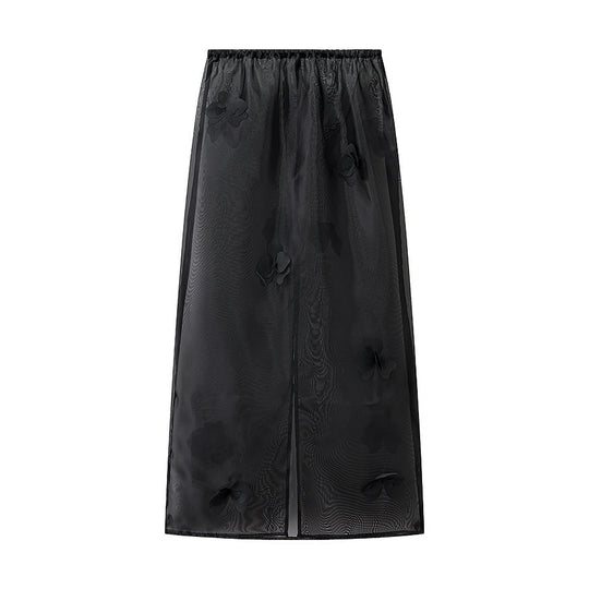 Damen Transparenter Organza-Unterrock mit elastischem Bund und 3D‑Blütenapplikation Nord Taschen