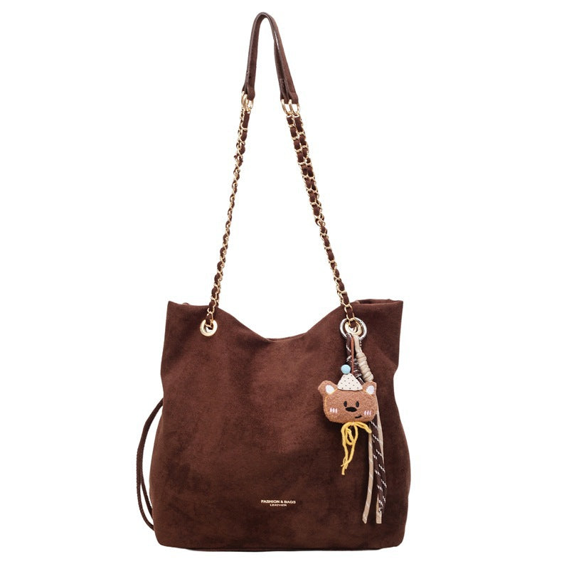 Damen elegante Hobo-Tasche aus Samt mit einzigartigem Anhänger Nord Taschen