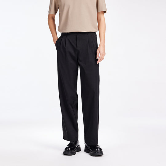 Herren Elegante Bundfalten-Stoffhose mit hoher Bundhöhe, Bügelfalte und geradem Bein Nord Taschen