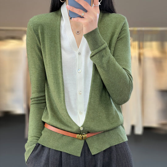 Damen Leichter Offener Feinstrick-Cardigan mit asymmetrischer Zipfelkante und taillierter Silhouette Nord Taschen