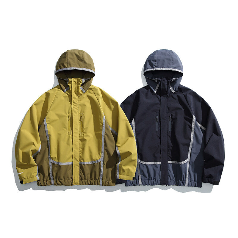 Unisex Wasserabweisende technische Kapuzenjacke mit Reflektorpaspeln und elastischem Saum Nord Taschen