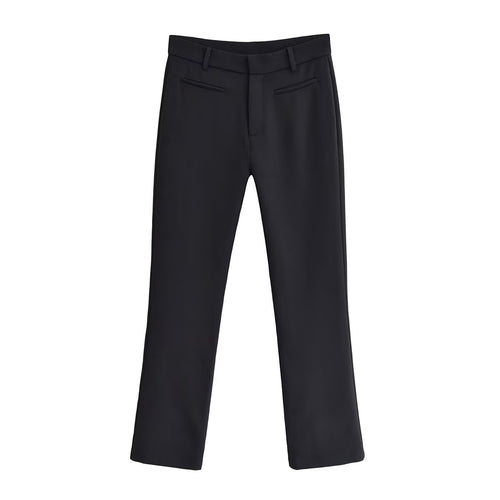 Damen Elegante gerade geschnittene Anzughose mit Bundschlaufen und Paspeltaschen Nord Taschen