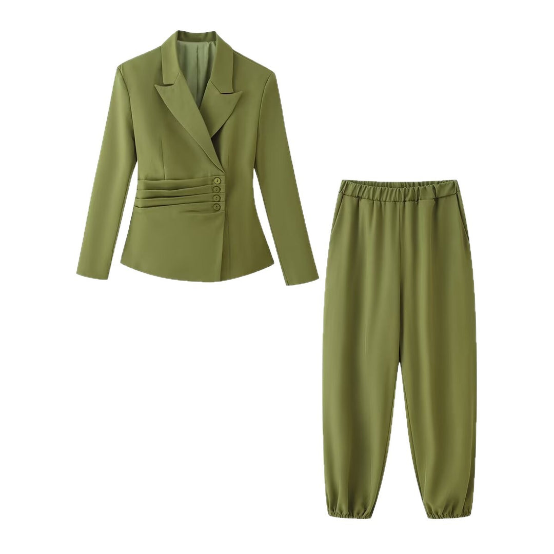 Damen Taillierter Blazer mit seitlichen Faltenbändern und asymmetrischer Knopfleiste Nord Taschen