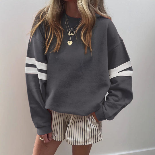 Damen Weit geschnittenes Sweatshirt mit Kontraststreifen an den Ärmeln Nord Taschen