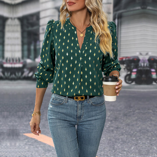 Damen Elegante Bluse mit geometrischem Muster Nord Taschen