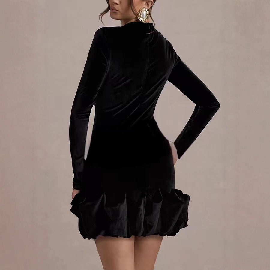 Damen Elegantes Minikleid mit Rüschensaum Nord Taschen