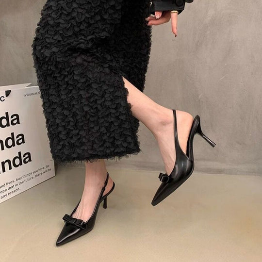 Damen elegante Slingback-Pumps mit zarter Schleifenverzierung