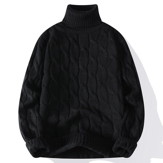 Damen Grobgestrickter Rollkragenpullover mit Zopfmuster und Oversize-Schnitt Nord Taschen