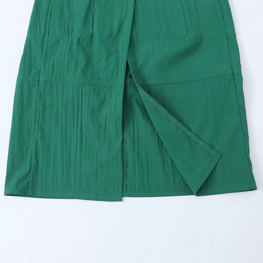 Damen Hemdblusen-Midikleid mit V-Ausschnitt, elastischer Taille und aufgesetzten Taschen Nord Taschen