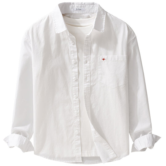 Herren Leichtes Baumwollhemd im Overshirt‑Stil mit Kentkragen, Brusttasche und dezenter Mini‑Stickerei Nord Taschen
