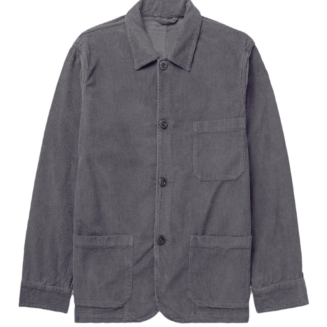 Herren Cord-Workerjacke mit Hemdkragen und aufgesetzten Taschen Nord Taschen