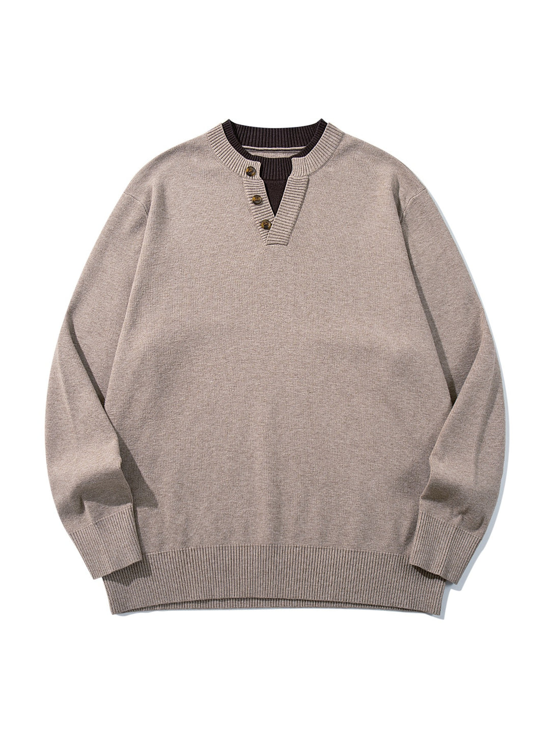 Unisex Gerippter Baumwollmix-Pullover mit Henley-Knopfleiste und Relaxed-Schnitt Nord Taschen