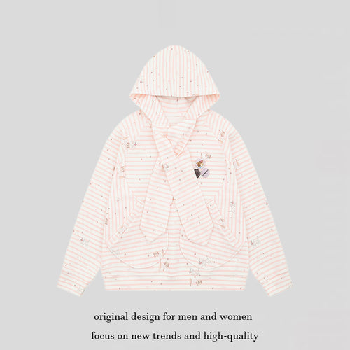 Damen Kuscheliger Kapuzen‑Oversizepullover mit integriertem Schleifen‑Schal und Aufgesetzten Taschen Nord Taschen