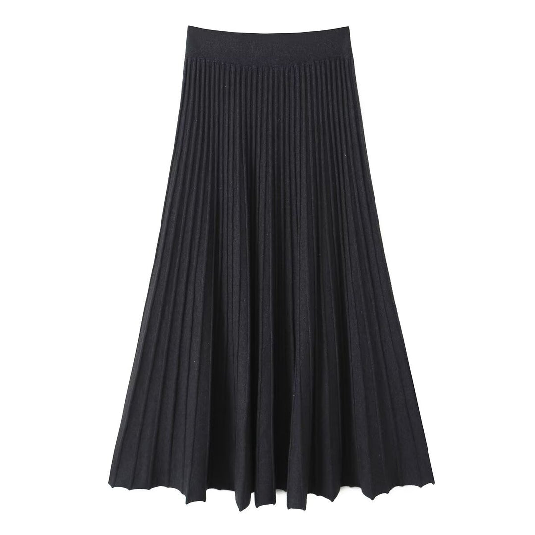 Damen Plissierter Maxirock mit hoher Taille und Elastikbund Nord Taschen