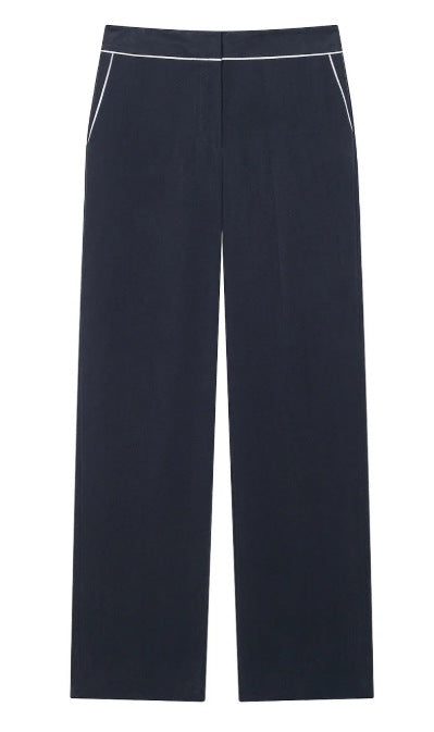 Damen Weite hochtaillierte Palazzo‑Hose mit Kontrastpaspel Nord Taschen