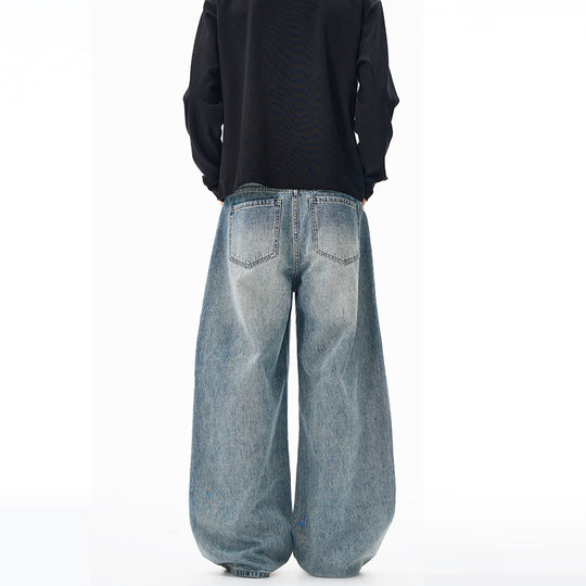 Herren Extrem weite Vintage-Denim Baggy-Jeans mit tiefem Schritt Nord Taschen