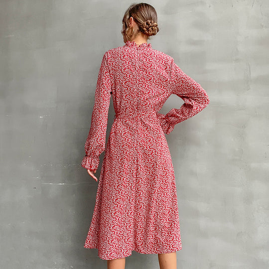 Damen Blumenmaxikleid mit Taillenknoten Nord Taschen