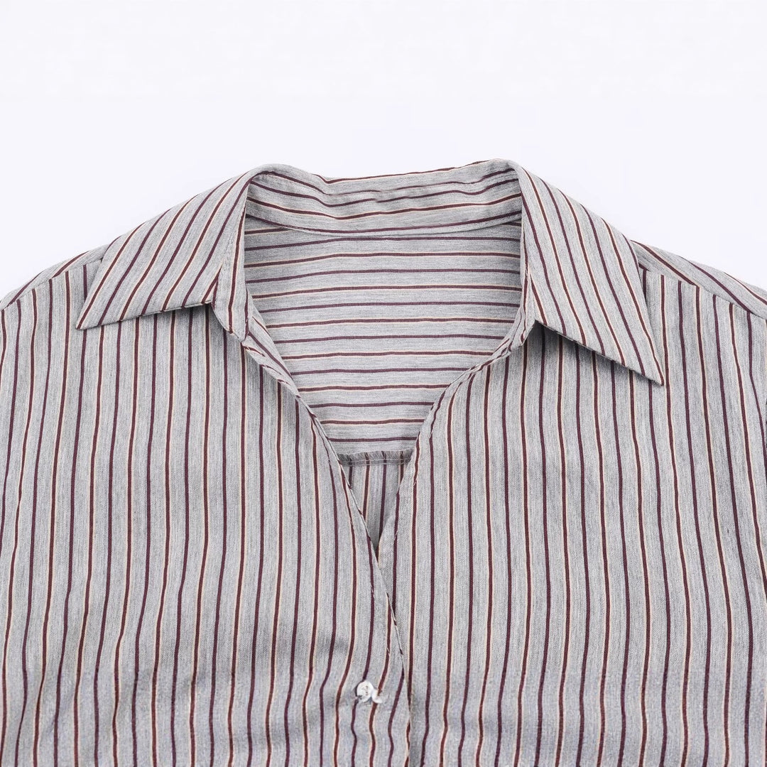 Damen 10+ asymmetrische Wickelbluse mit Tunnelzug, Hemdkragen und langen Ärmeln Nord Taschen