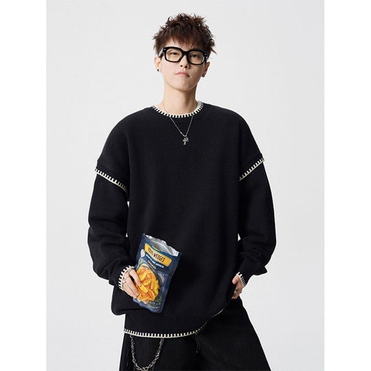 Herren Grobstrickpullover mit Kontrastnähten Nord Taschen