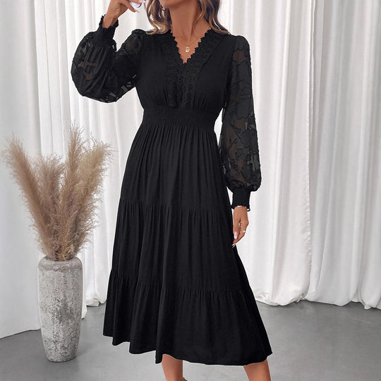 Damen Elegantes Maxikleid mit Spitzendetails Nord Taschen