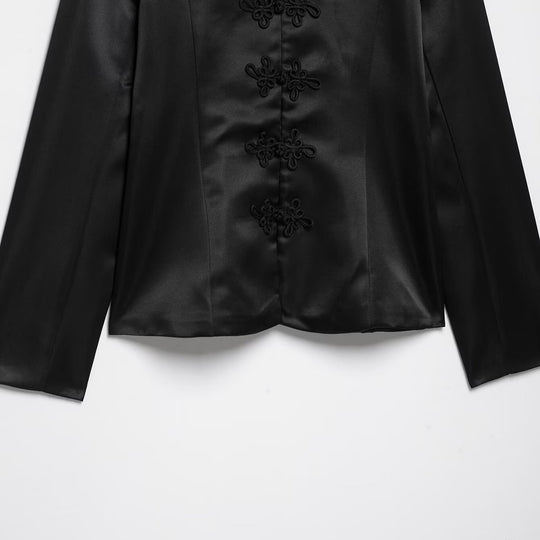 Damen Satinjacke im chinesischen Stil mit Stehkragen und Zierknotverschlüssen Nord Taschen