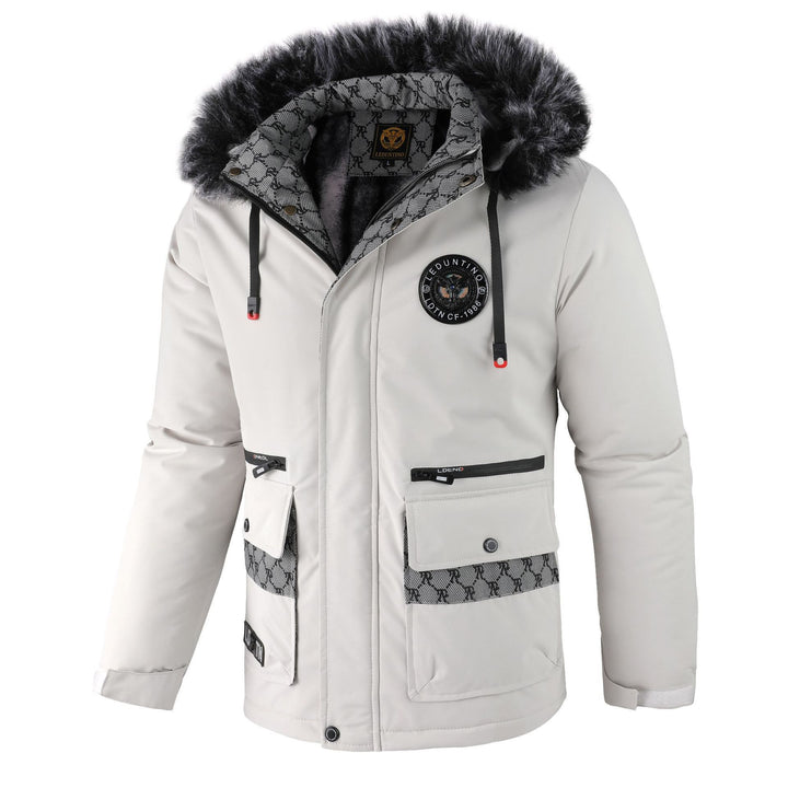 Herren  gefütterte Winterparka mit Kunstfellkapuze, Thermoisolierung und multifunktionalen Taschen Nord Taschen